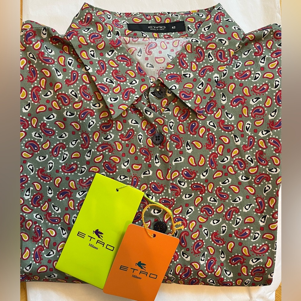 ETRO womens paisley printed cotton long sleeve button up NWT IT42/ US6/M